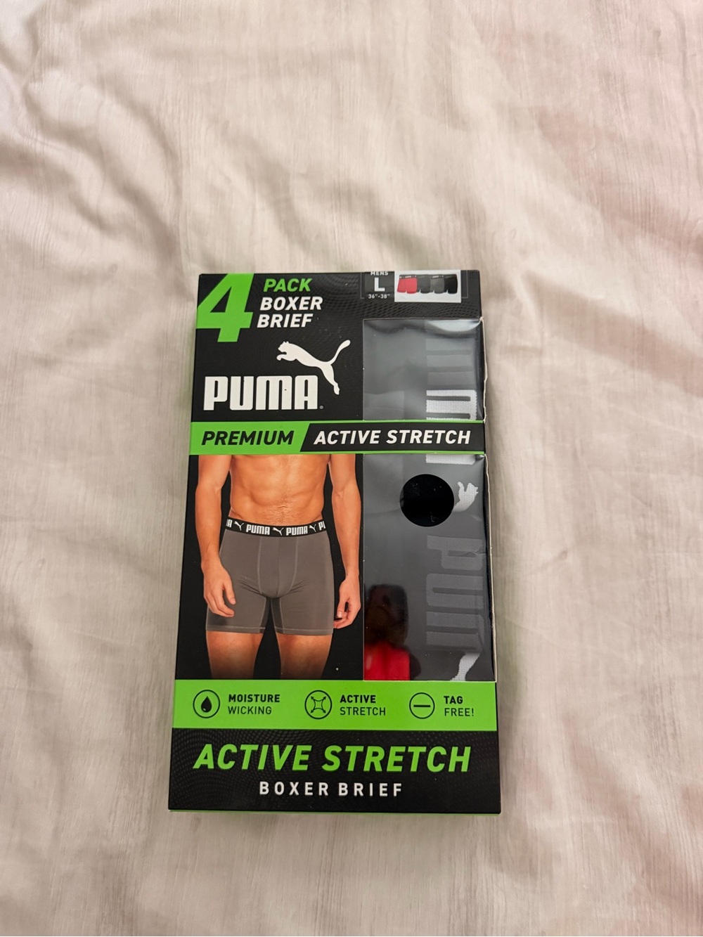 Puma 4-Pack Active Stretch Boxer Briefs - Gray & Black
